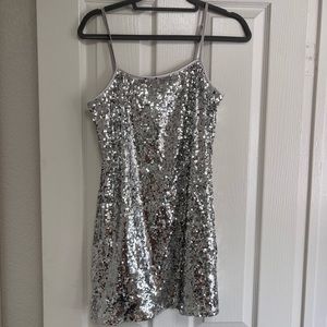 Sparkly Silver Slip Dress